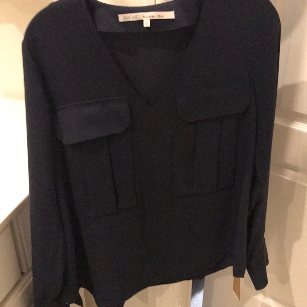 Rachel Roy Navy two pocket blouse SZ Small